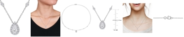 Macy's Lab-Created Moissanite Teardrop Halo 18" Pendant Necklace (1-1/2 ct. t.w.) in Sterling Silver